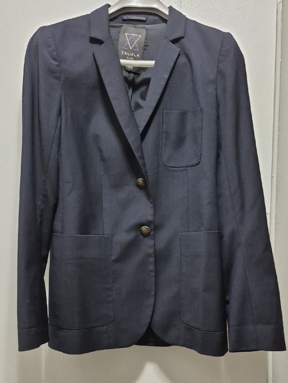 Talula Dark Navy Single-Breasted Blazer